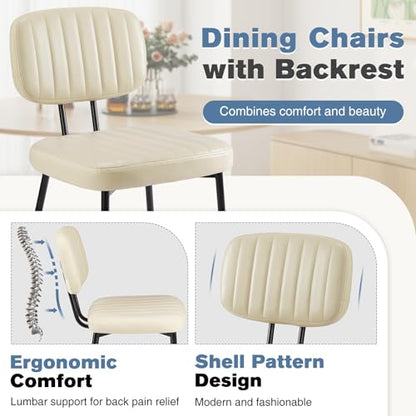 Set of 2 PU Leather Dining Chairs with Backrest - Modern Kitchen & Dining Room Seating