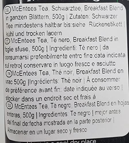 McEntee's Irish Breakfast Tea - 500g Tin - Expertly Blended in Ireland. A Premium Blend of Ceylon and Assam tea's Delivering That Taste of Home.