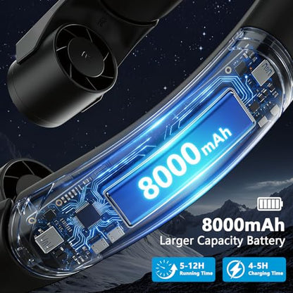 Mavax ChillGo Portable Neck Fan Black 8000mAh 4-Speed Personal Cooler