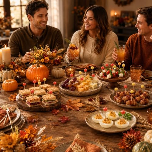 Fall Halloween Thanksgiving 3D Pumpkin Cocktail Toothpicks - Orange