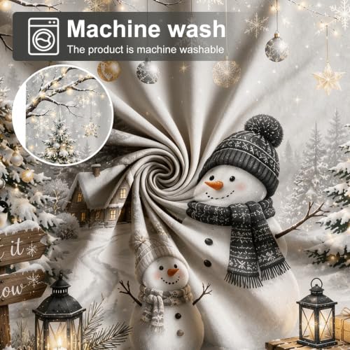 Snowman Shower Curtain Winter Christmas Bathroom Decor 71 x 71 in