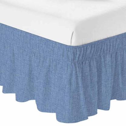Denim Blue King Size Bed Skirt - 16 Inch Drop Wrap Around Dust Ruffle