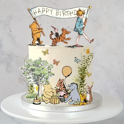 Winnie Cake Toppers for Birthday Decorations - 9 Pack