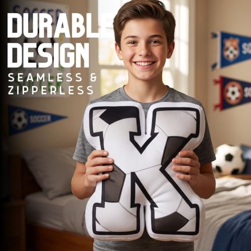 Personalized Soccer Pillow with Initial J - Decorative Fan Gift for Men & Coaches