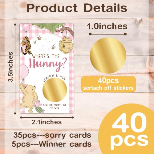 Pink Winnie Baby Shower Scratch Off Game Cards - Fun Raffle Activity