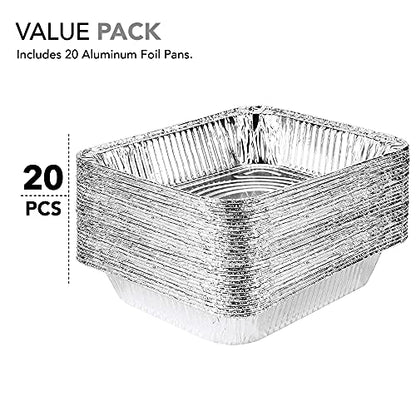 Stock Your Home 9x13 Aluminum Pans (20 Pack) - Disposable & Recyclable Foil Tray- Half Size Steam Table Deep Pans - Tin Foil Pans for Cooking, Heating, Storing, Prepping Food, BBQ, Grilling, Catering