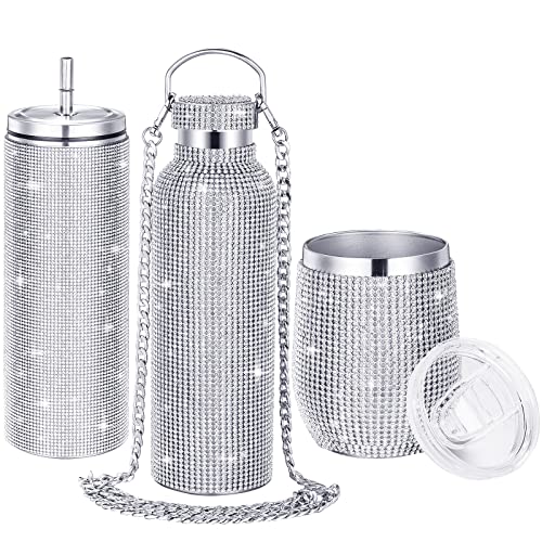 Bling Rhinestone Water Bottles Set - 3 Styles Insulated Tumblers