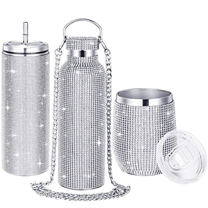 Bling Rhinestone Water Bottles Set - 3 Styles Insulated Tumblers