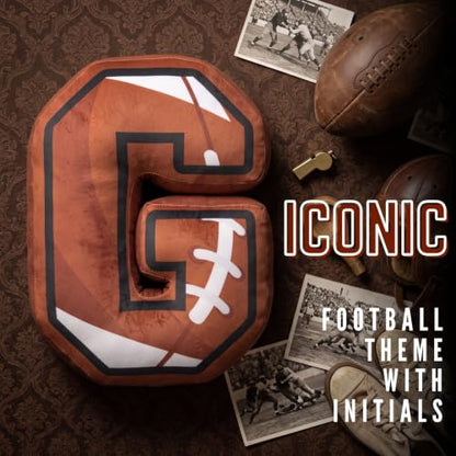 Personalized Football Decor Pillow - Initial J for Men, Coaches, Fans, Bedroom