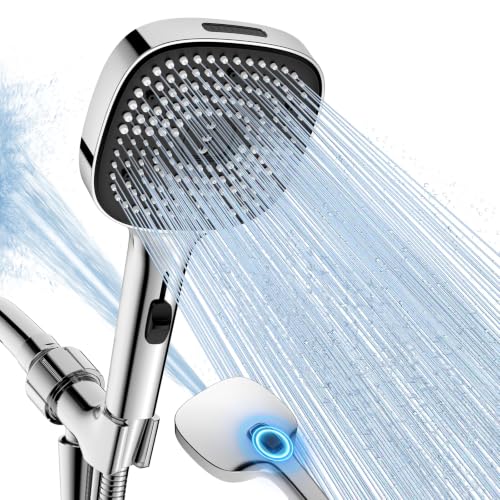 High Pressure Handheld Shower Head with Hose, 5.5-Inch Rainfall Panel & 4 Spray Modes