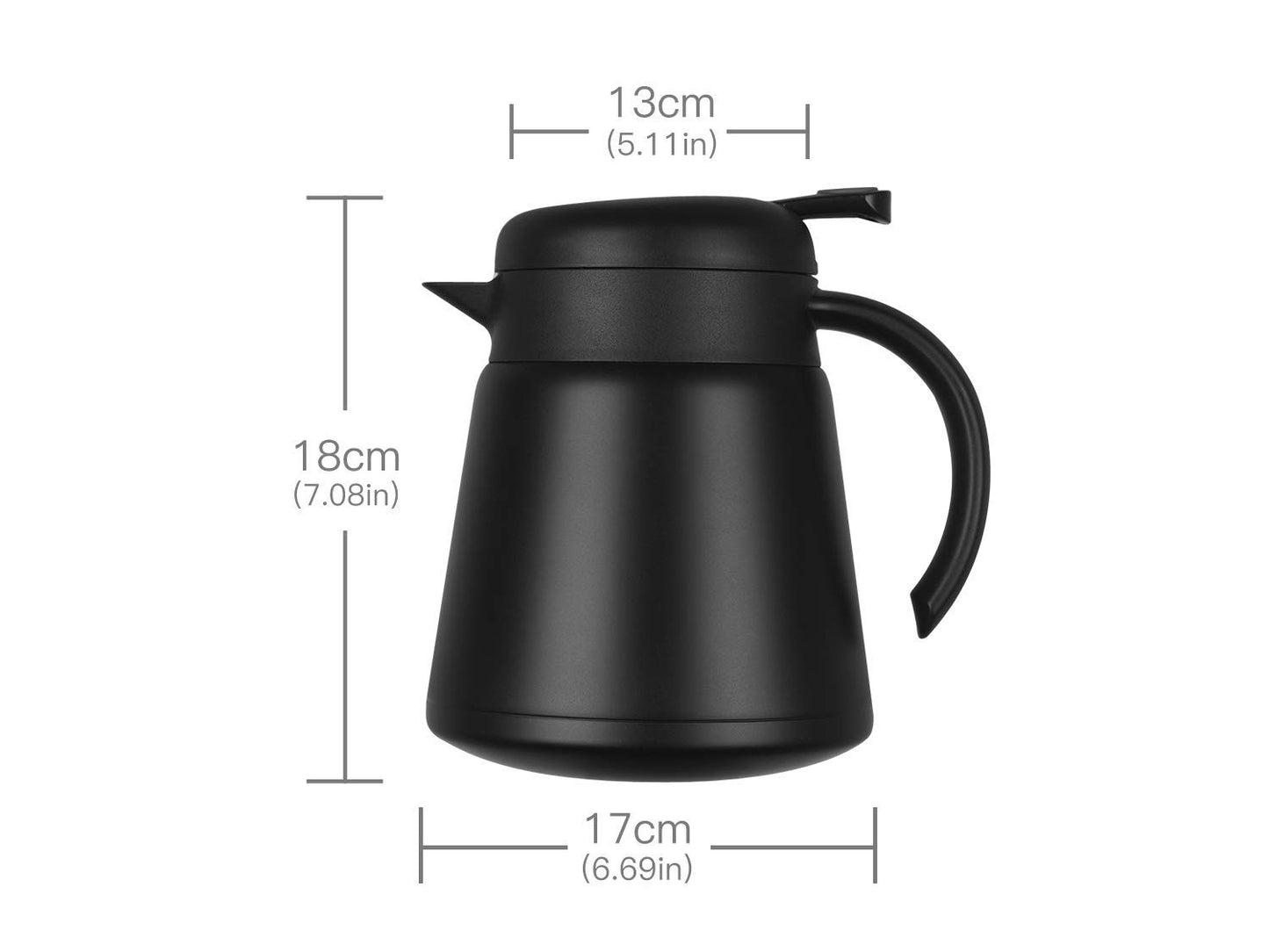 Luvan 27oz 800ml Coffee Pot, Coffee Thermos For Hot Drinks, Small Thermal Coffee Carafe With Press Button Top, 304 18/10 Stainless Steel Coffee Carafe, Double Walled Insulated Vacuum Flask(Black)