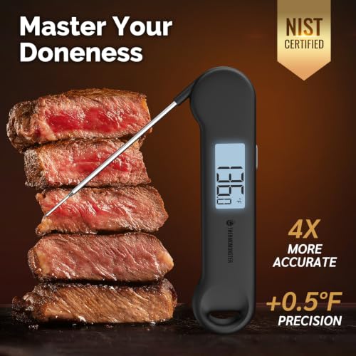 Instant Read Meat Thermometer Digital for Grill & Kitchen - Black