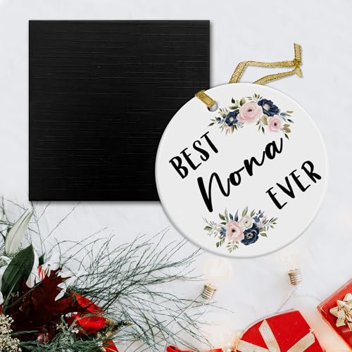 Nona Christmas Ceramic Ornament - Grandma Gifts, Hanging Decor, Holiday Keepsake - Variations of Nona