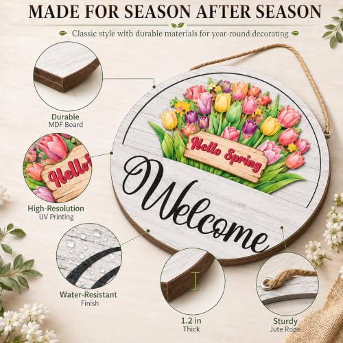 Interchangeable Seasonal Welcome Sign 12 Inch Front Door Decor - Variation 02