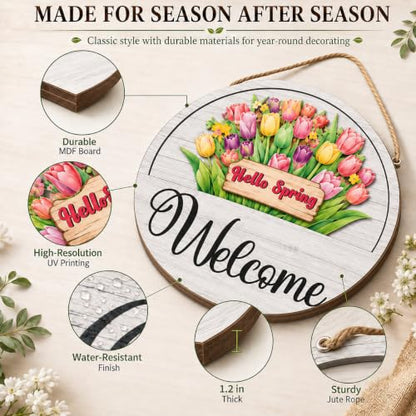 Interchangeable Seasonal Welcome Sign 12 Inch Front Door Decor - Variation 02