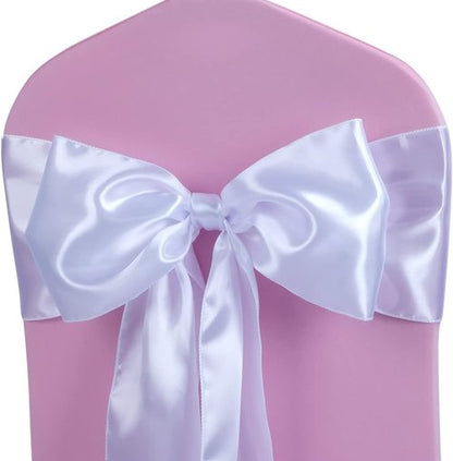 Babenest Satin Chair Sashes - Upgraded 50 Pcs Chair Ribbons & Bows for Weddings, Parties & Events | White