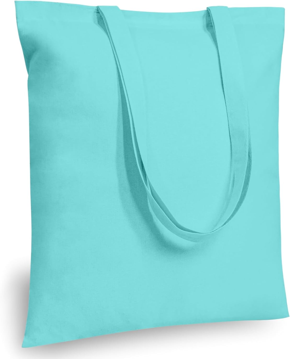 TOPDesign 16"x15" Aqua Blue Cotton Tote Bags - 6-Pack Lightweight Reusable Grocery Bags for DIY & Promotions