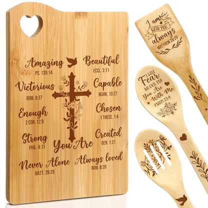Always Loved Christian Cutting Board Gifts for Women - Religious Kitchen Set