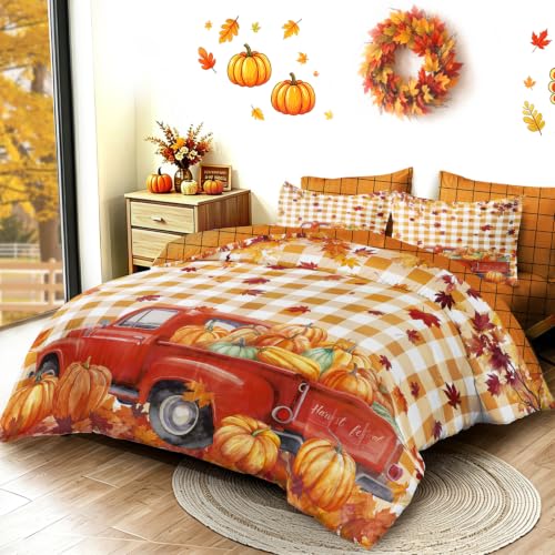 Halloween Orange King Comforter Set - All Season Fall Bedding 7 Piece