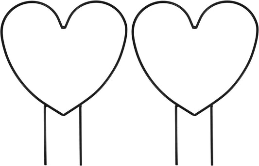 Skiennix Heart Shaped Trellis - Decorative Metal Plant Support for Indoor Climbing Plants | Rust-Proof, Black, 2 Pack