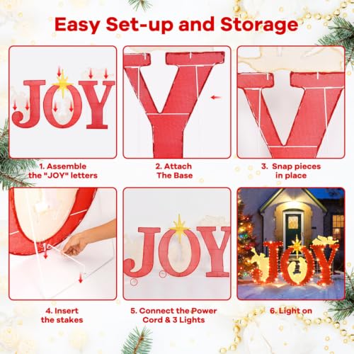 Large Outdoor Nativity Scene Christmas Decorations with Lighted Joy Sign - Weatherproof Yard Display