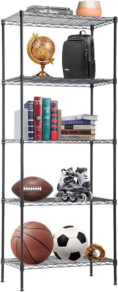 BestOffice | Heavy-Duty 5-Tier Wire Storage Shelves | 14x24x60 | Black | No-Tool Assembly, Holds Up to 750 lbs