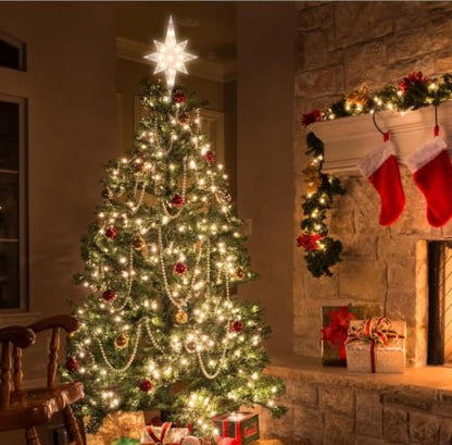 12.9 Inch Christmas Tree Topper Bethlehem Star with Warm Lights - Festive Holiday Decor