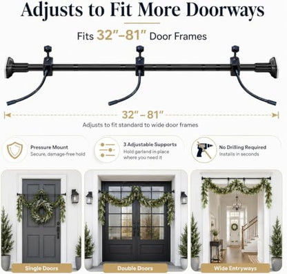 Adjustable Garland Hanger for Door Frame No Hardware No Drill Biviting B / L-31.5-80.7"