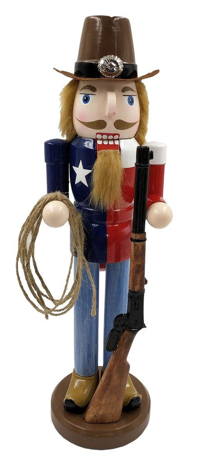 14-Inch Texas Cowboy Nutcracker Handcrafted Wood Figure