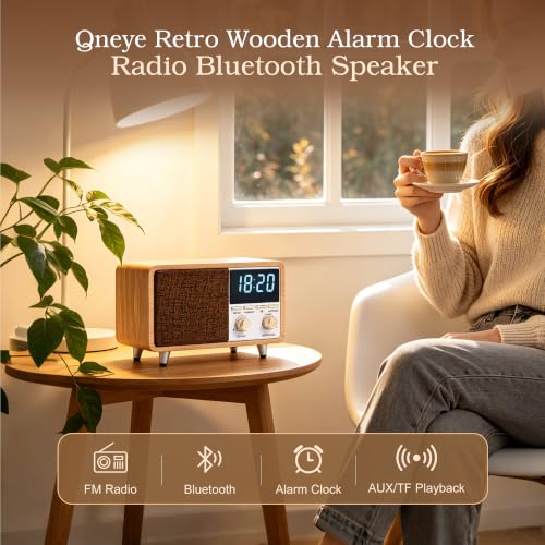 Portable Retro Bluetooth Radio Alarm Clock with FM Radio & LED Display