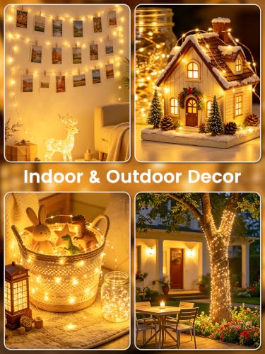 2 Pack Fairy Lights Plug in 99FT 300 LED Warm White String Lights - Outdoor Indoor Decor
