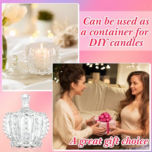 12 Pcs Christmas Glass Candy Jars with Lids - Crystal Decorative Cookie & Snack Containers - Cute Jewelry Box - Home Party Wedding Decor