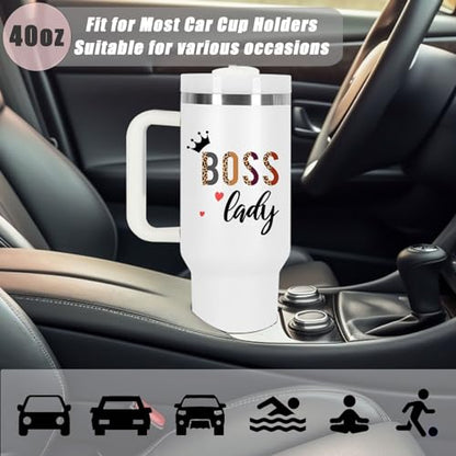 Temolulu Boss Day Gift 40 oz Tumbler with Handle - White
