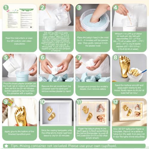 Baby Hand and Foot Casting Kit with Lighted Shadow Box Frame - Keepsake Gift