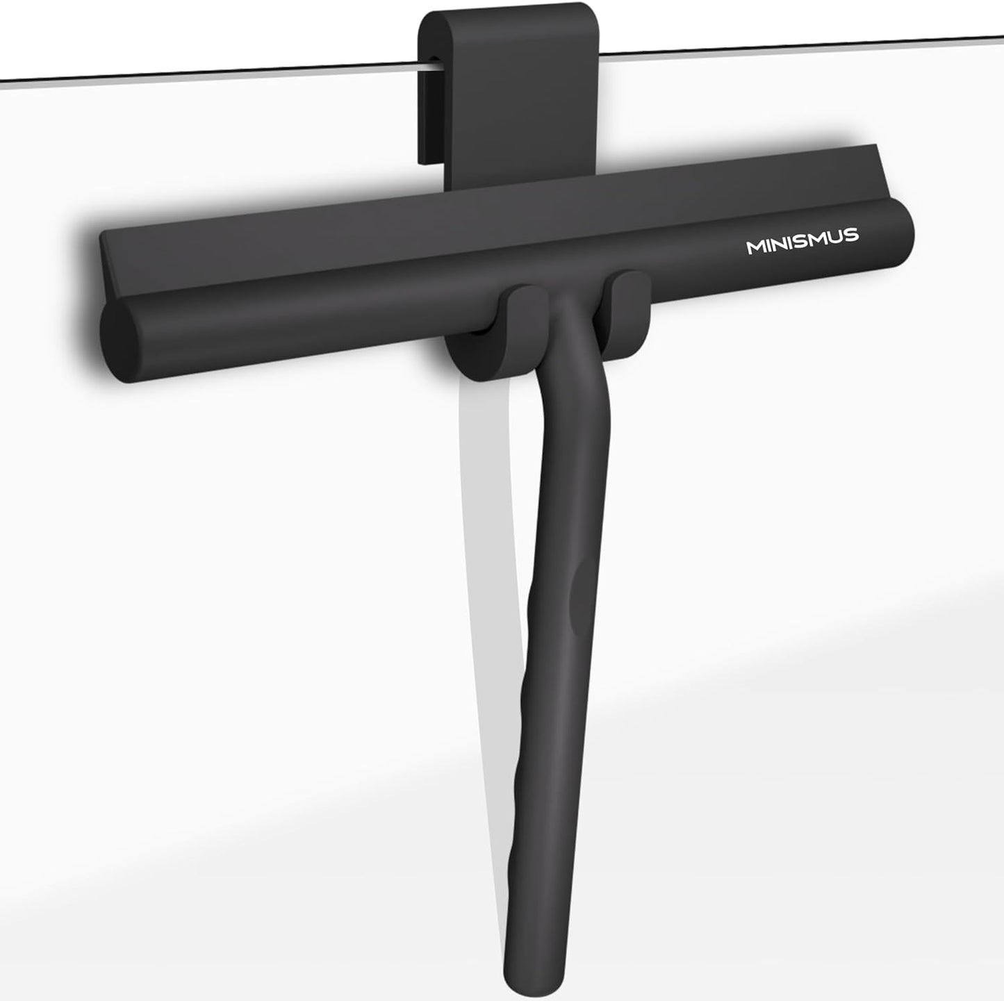 Minismus Shower Squeegee - Silicone Window Wiper for Glass Doors | 8.25 Inches, Black Finish