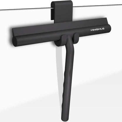 Minismus Shower Squeegee - Silicone Window Wiper for Glass Doors | 8.25 Inches, Black Finish