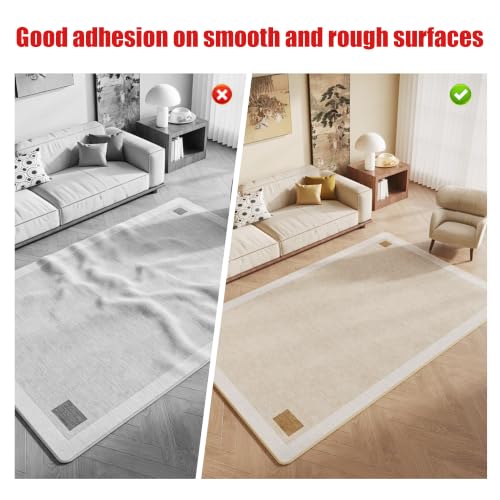 Double Sided Carpet Tile Tape - 50 Pre-Cut 4x4 Inch Adhesive Strips for Flooring
