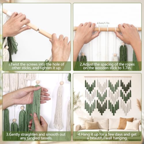 Large Green Dip-Dyed Bohemian Macrame Wall Hanging Tapestry - Handmade Home Decor