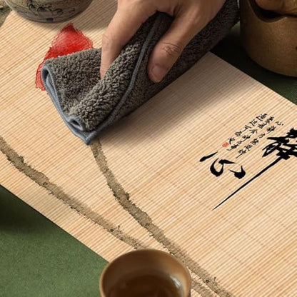 Meditation Asian Style Bamboo Table Runner 12x48 Inch - Zen Chinese Art