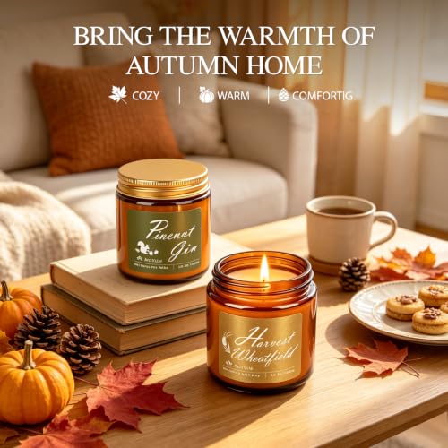 Brown Fall Scented Candles 6 Pack - Natural Soy Wax Home Fragrance
