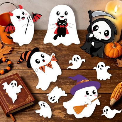 17Pcs Halloween Ghost Decorations Set for Door Wall & Window Decor