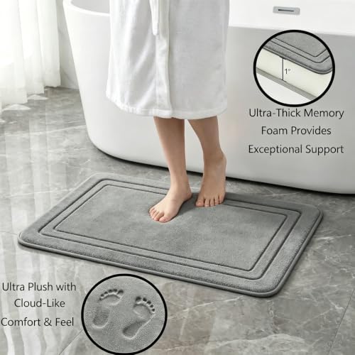 3 Piece Memory Foam Bathroom Rug Set - Ultra Soft Non Slip Quick Dry Bath Mats