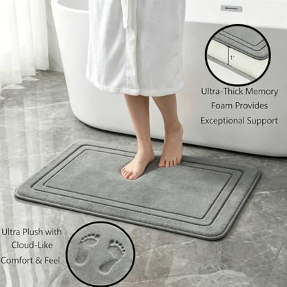 3 Piece Memory Foam Bathroom Rug Set - Ultra Soft Non Slip Quick Dry Bath Mats