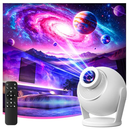 3D Galaxy Projector with 60 HD Dynamic Scenes - White Version for Home & Bedroom Decor