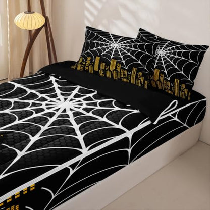 Yellow Twin Zipper Bedding Set with Comforter, Sheets & Pillowcases - Hero Theme Kids Bedding