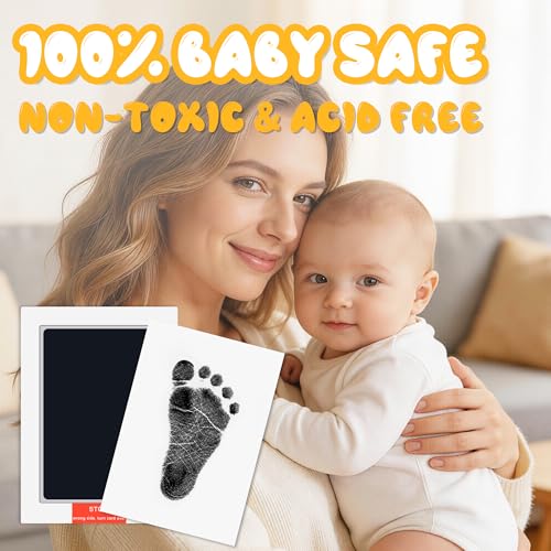 Baby Hand and Footprint Kit Black 4 Pack - Mess-Free Inkless Prints for Newborns & Pets