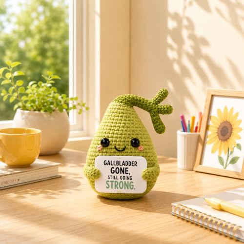Gallbladder Surgery Removal Gifts - Handmade Crochet Plush with Encouragement Card - Recovery Get Well Soon Gift for Women Men