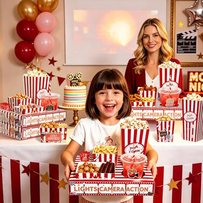 Movie Night Snack Trays with Popcorn & Snack Boxes - Red / 32
