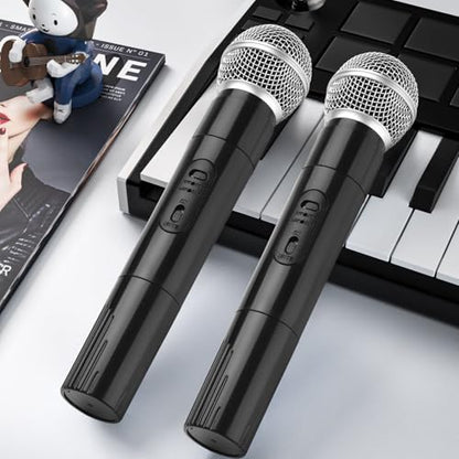 Facmogu 2 Pack Fake Microphone Props - Black Halloween Stage Mic Set