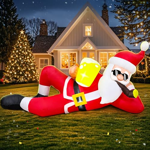 6FT Inflatable Santa Claus with LED Lights Outdoor Christmas Yard Decoration